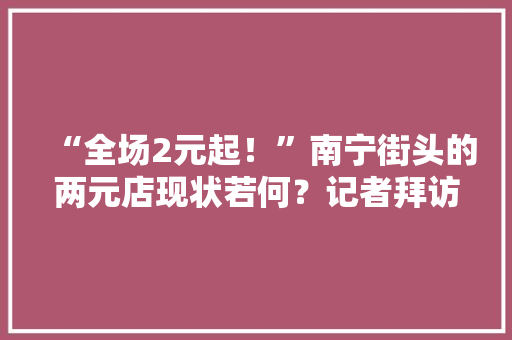 “全场2元起！”南宁街头的两元店现状若何？记者拜访创造……