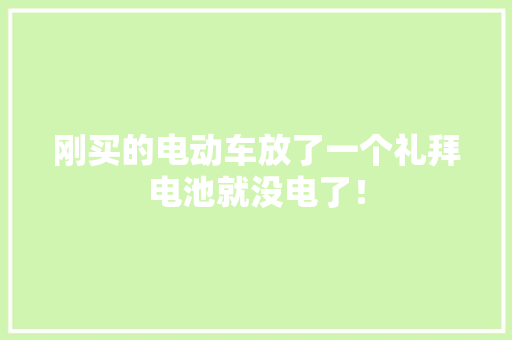 刚买的电动车放了一个礼拜电池就没电了！,电池检测机构。