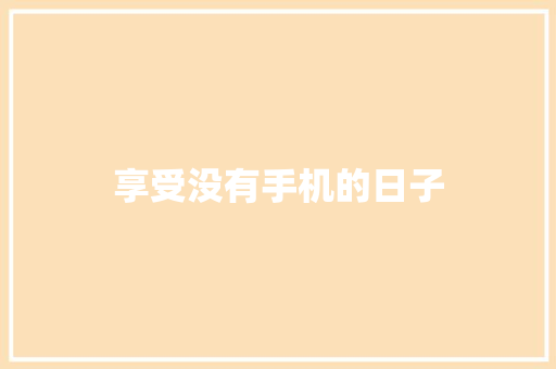 享受没有手机的日子,没有绿本车子可以抵押吗。