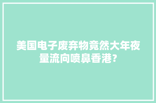 美国电子废弃物竟然大年夜量流向喷鼻香港？ 美国电子废弃物竟然大年夜量流向喷鼻香港？ 智能家居