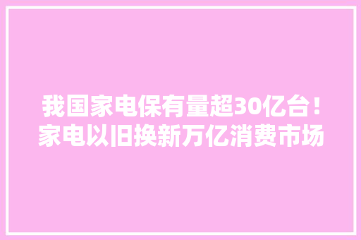 我国家电保有量超30亿台！家电以旧换新万亿消费市场加速开启