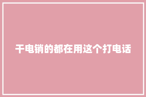 干电销的都在用这个打电话