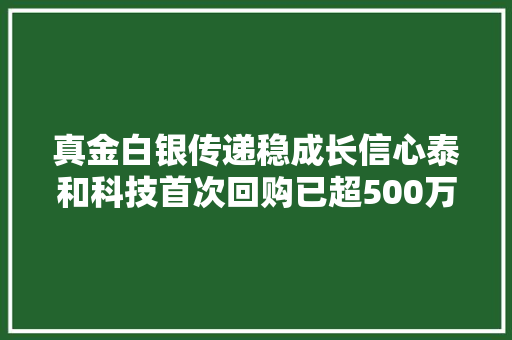 真金白银传递稳成长信心泰和科技首次回购已超500万元