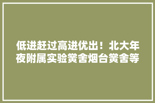 低进赶过高进优出！北大年夜附属实验黉舍烟台黉舍等你来