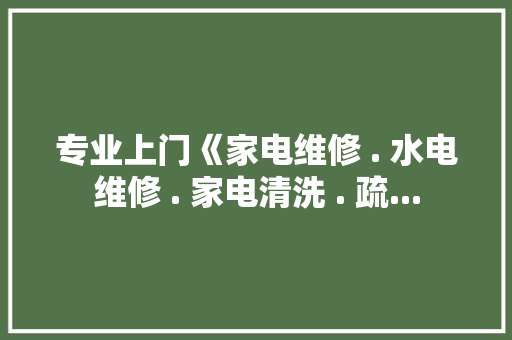 专业上门《家电维修 . 水电维修 . 家电清洗 . 疏...