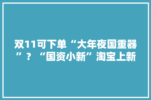 双11可下单“大年夜国重器”？“国资小新”淘宝上新16款硬核国货网友表示太燃了,重器是什么意思。
