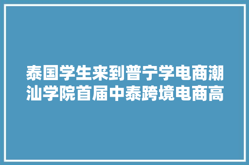 泰国学生来到普宁学电商潮汕学院首届中泰跨境电商高级研修班开班 泰国学生来到普宁学电商潮汕学院首届中泰跨境电商高级研修班开班 人工智能
