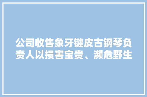 公司收售象牙键皮古钢琴负责人以损害宝贵、濒危野生动物罪获刑,象牙山爱逗团免费观看。