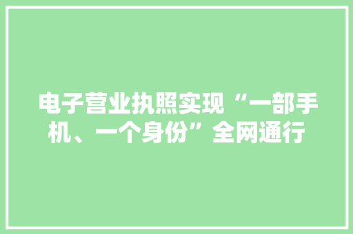 电子营业执照实现“一部手机、一个身份”全网通行 电子营业执照实现“一部手机、一个身份”全网通行 智能家居