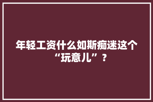 年轻工资什么如斯痴迷这个“玩意儿”？