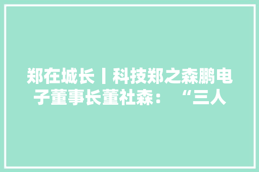 郑在城长丨科技郑之森鹏电子董事长董社森： “三人团”起步“小巨人”引领商用车数字化