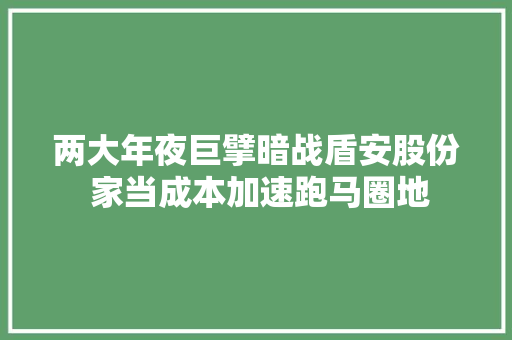 两大年夜巨擘暗战盾安股份 家当成本加速跑马圈地