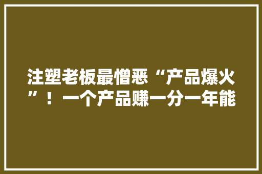 注塑老板最憎恶“产品爆火”！一个产品赚一分一年能赚30万