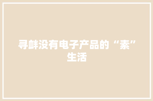 寻衅没有电子产品的“素”生活