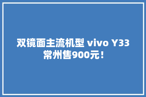 双镜面主流机型 vivo Y33常州售900元！
