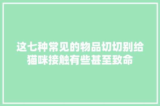 这七种常见的物品切切别给猫咪接触有些甚至致命