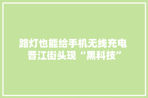 路灯也能给手机无线充电 晋江街头现“黑科技”,充电宝合作。