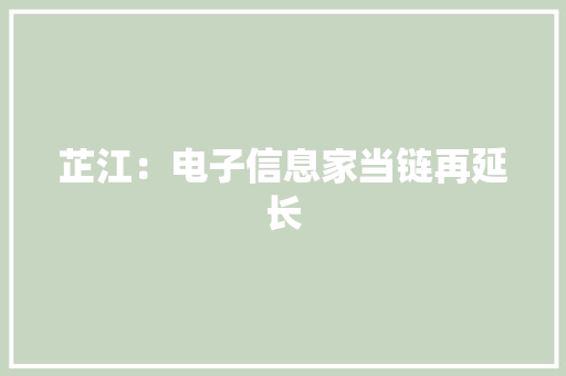 芷江：电子信息家当链再延长