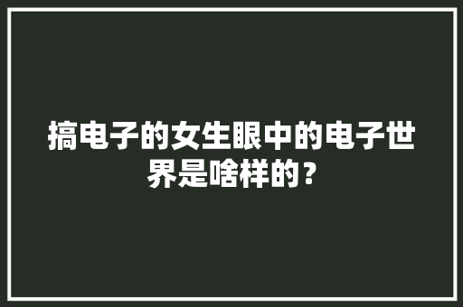 搞电子的女生眼中的电子世界是啥样的？,韶光慢。