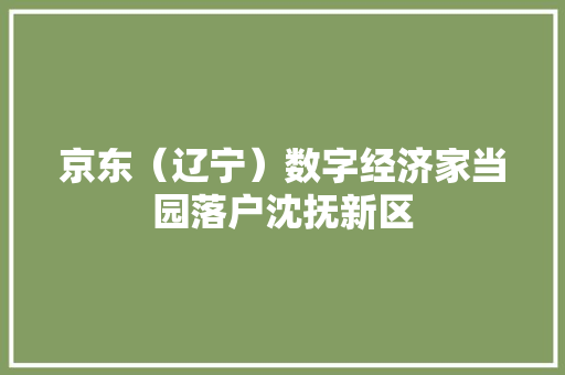 京东（辽宁）数字经济家当园落户沈抚新区