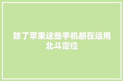 除了苹果这些手机都在运用北斗定位 除了苹果这些手机都在运用北斗定位 智能家居