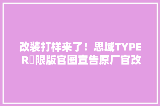 改装打样来了！思域TYPE R無限版官图宣告原厂官改版本还有吗？