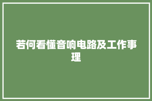 若何看懂音响电路及工作事理,阻抗是什么。