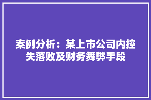 案例分析：某上市公司内控失落败及财务舞弊手段,表露是什么意思。