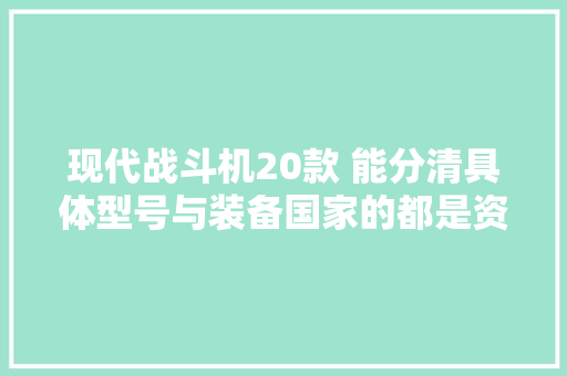 现代战斗机20款 能分清具体型号与装备国家的都是资深军迷