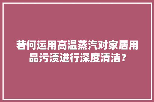 若何运用高温蒸汽对家居用品污渍进行深度清洁？