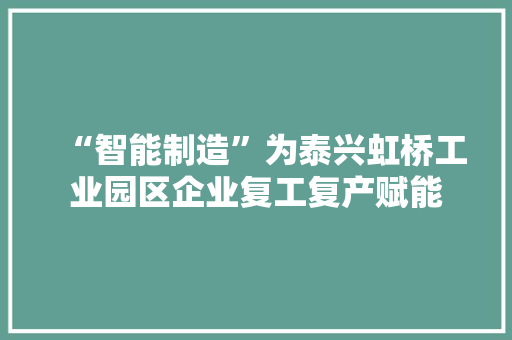 “智能制造”为泰兴虹桥工业园区企业复工复产赋能,企业所得税税率多少。