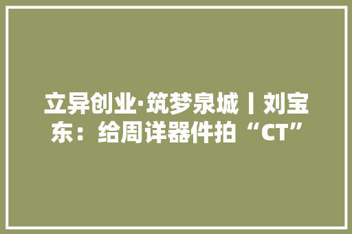 立异创业·筑梦泉城丨刘宝东：给周详器件拍“CT”