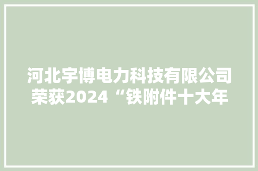 河北宇博电力科技有限公司荣获2024“铁附件十大年夜品牌”荣誉称号