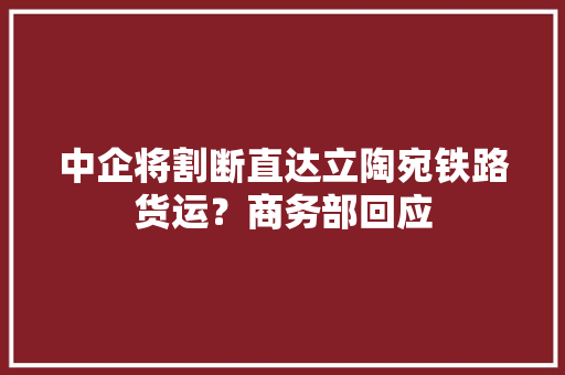 中企将割断直达立陶宛铁路货运？商务部回应,立陶宛是哪个国家的。