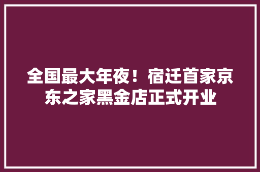 全国最大年夜！宿迁首家京东之家黑金店正式开业 全国最大年夜！宿迁首家京东之家黑金店正式开业 人工智能