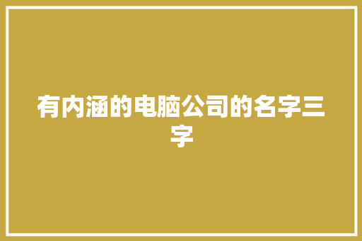 有内涵的电脑公司的名字三字