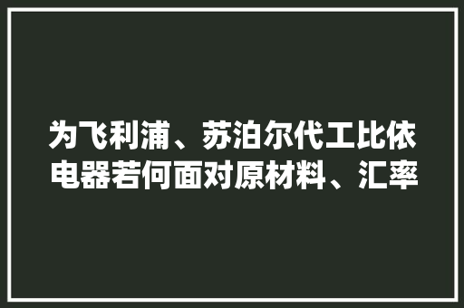 为飞利浦、苏泊尔代工比依电器若何面对原材料、汇率压力 | IPO不雅观察 为飞利浦、苏泊尔代工比依电器若何面对原材料、汇率压力 | IPO不雅观察 人工智能