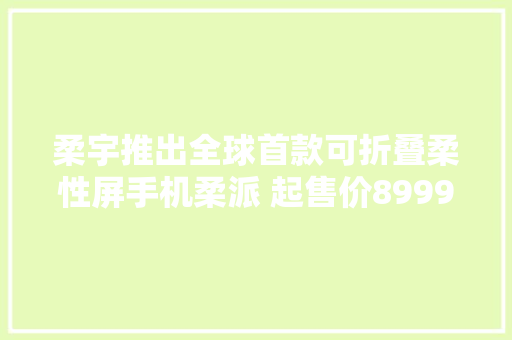 柔宇推出全球首款可折叠柔性屏手机柔派 起售价8999元
