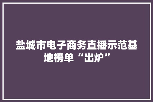 盐城市电子商务直播示范基地榜单“出炉”