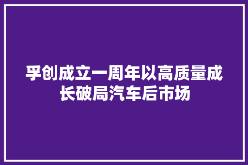 孚创成立一周年以高质量成长破局汽车后市场