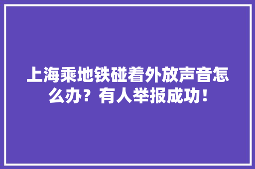 上海乘地铁碰着外放声音怎么办？有人举报成功！