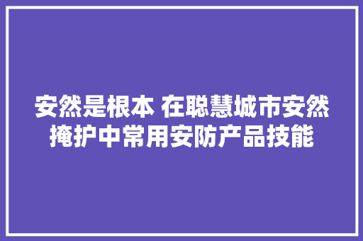 安然是根本 在聪慧城市安然掩护中常用安防产品技能 安然是根本 在聪慧城市安然掩护中常用安防产品技能 智能科技