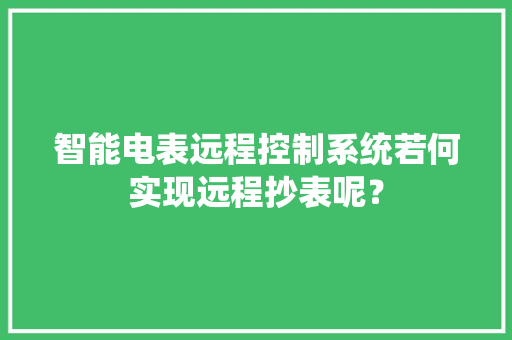 智能电表远程控制系统若何实现远程抄表呢？ 智能电表远程控制系统若何实现远程抄表呢？ 人工智能