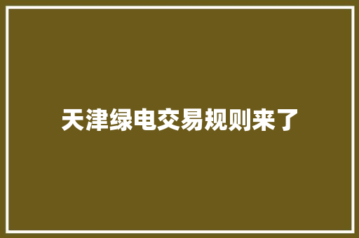 天津绿电交易规则来了