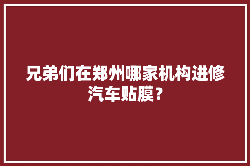 兄弟们在郑州哪家机构进修汽车贴膜？ 兄弟们在郑州哪家机构进修汽车贴膜？ 人工智能