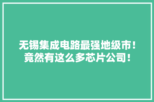 无锡集成电路最强地级市！竟然有这么多芯片公司！ 无锡集成电路最强地级市！竟然有这么多芯片公司！ 智能科技