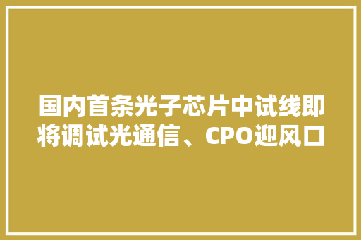 国内首条光子芯片中试线即将调试光通信、CPO迎风口！一文搞懂CPO机遇 国内首条光子芯片中试线即将调试光通信、CPO迎风口！一文搞懂CPO机遇 智能家居