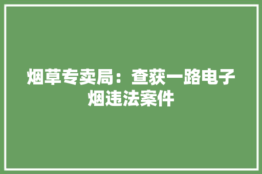 烟草专卖局：查获一路电子烟违法案件 烟草专卖局：查获一路电子烟违法案件 智能家居