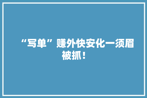 “写单”赚外快安化一须眉被抓！ “写单”赚外快安化一须眉被抓！ 人工智能