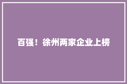 百强！徐州两家企业上榜